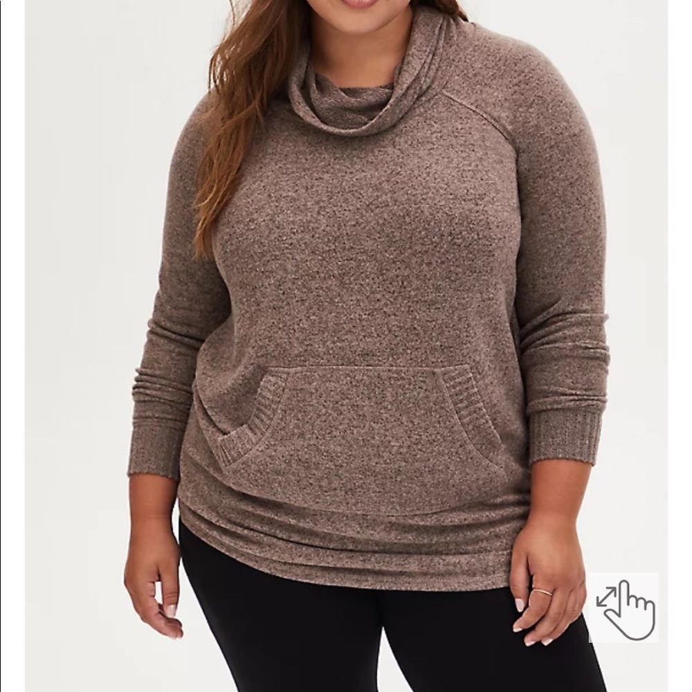 Torrid SUPER SOFT PLUSH WALNUT COWL NECK TUNIC SWEATSHIRT, brand new!